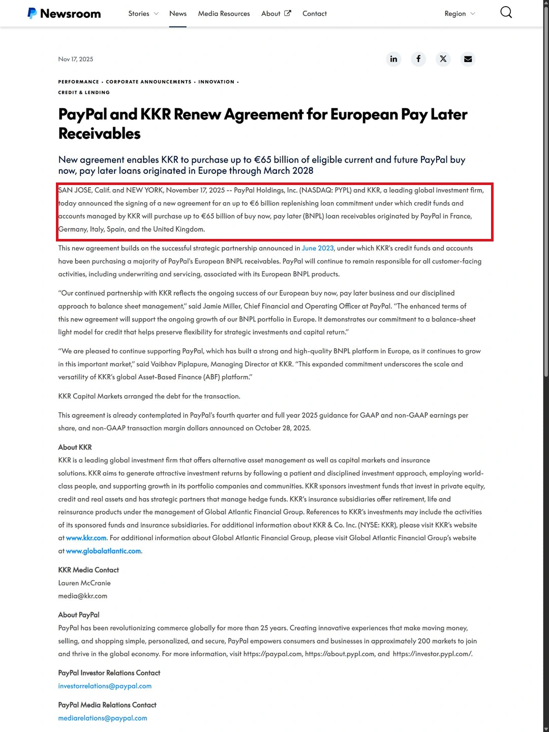 PayPal 2025 年 11 月 17 日公告:累计购买上限与循环承诺