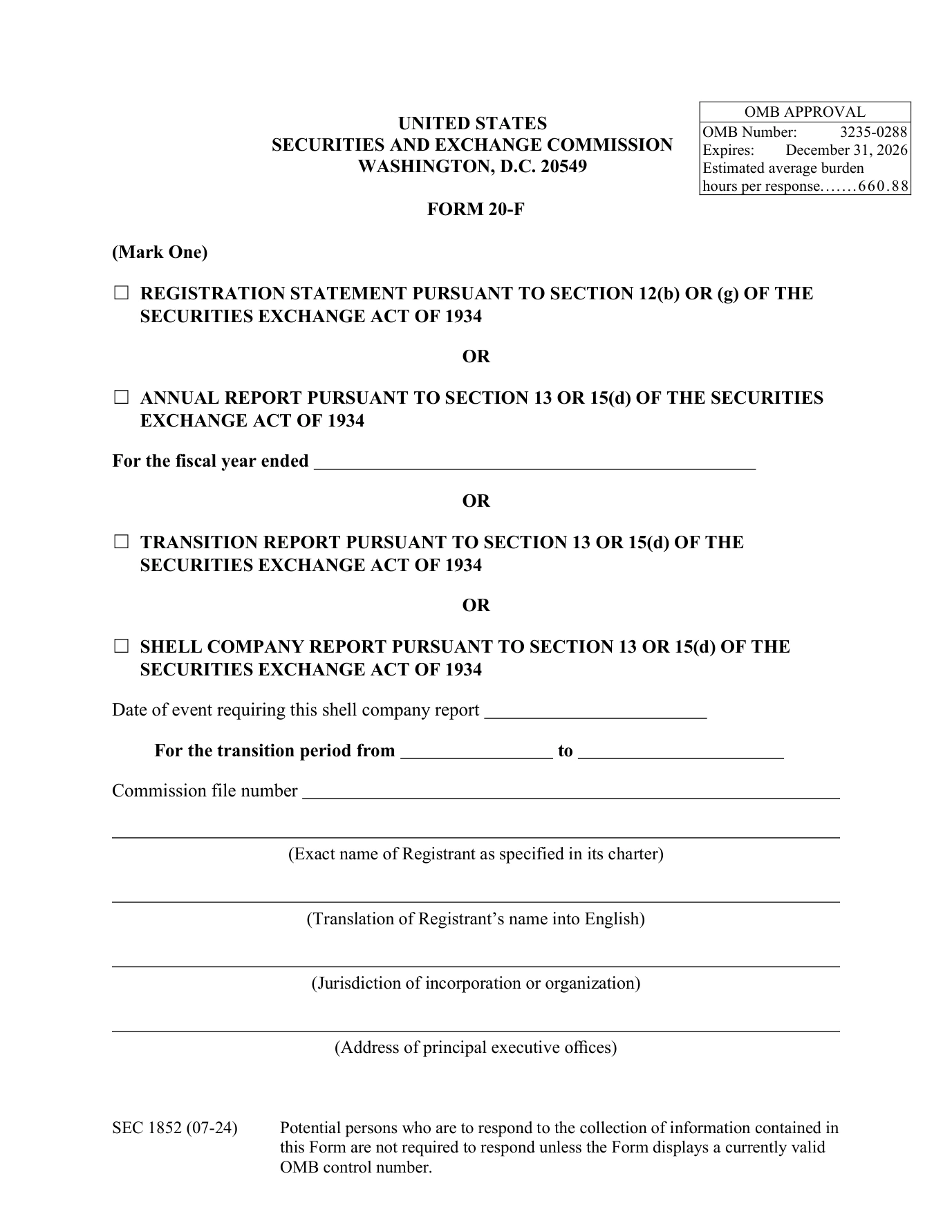SEC Form 20-F:文件身份