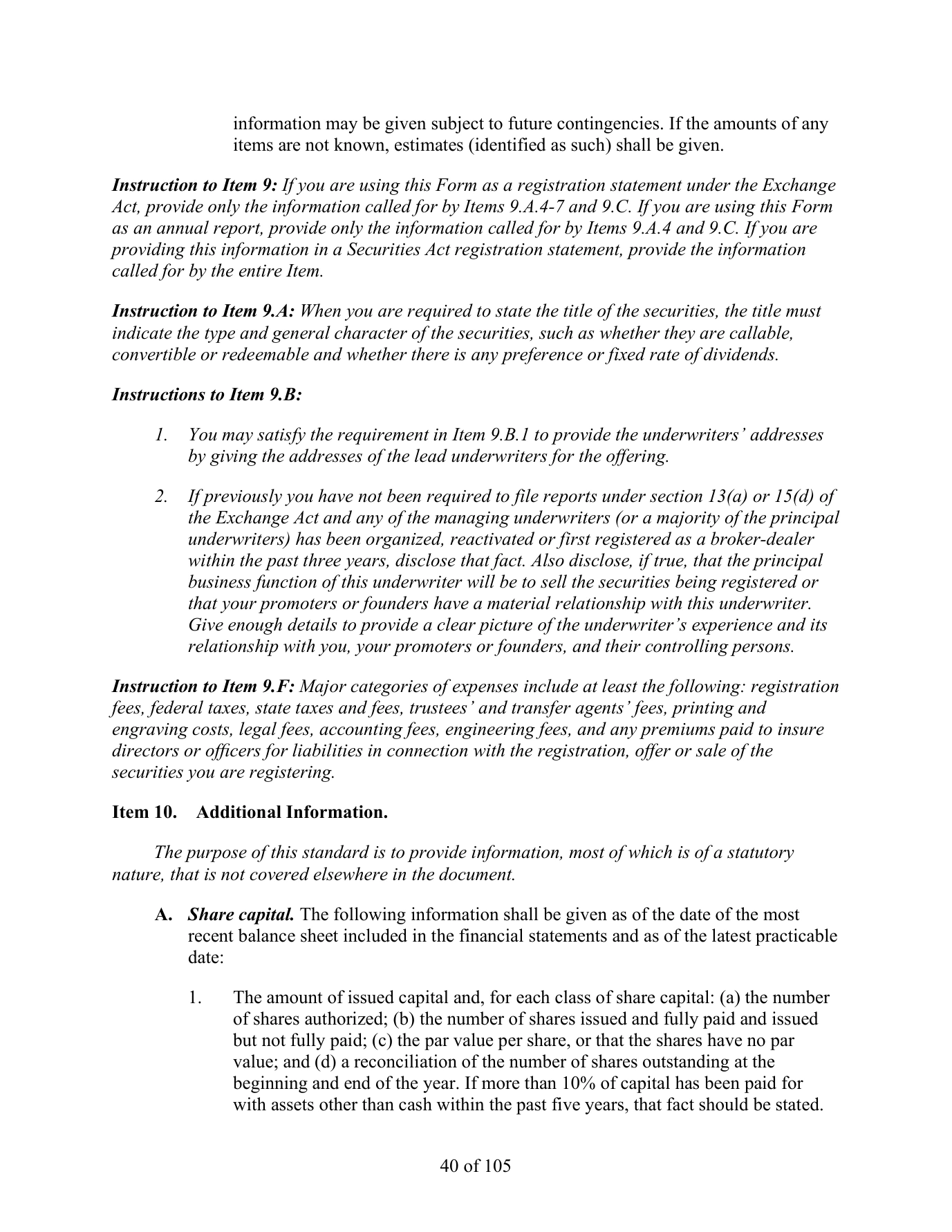 Form 20-F 第 40 页:费用条款续文及适用说明
