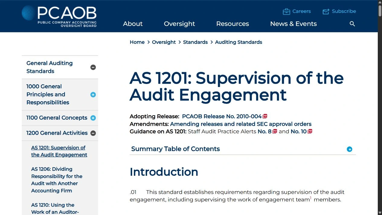 PCAOB AS 1201:官方来源身份