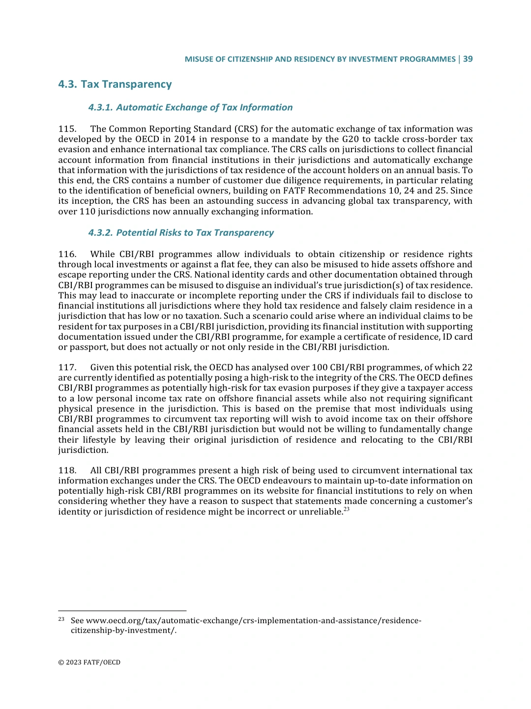 OECD/FATF:投资入籍和居留项目研究(2023)