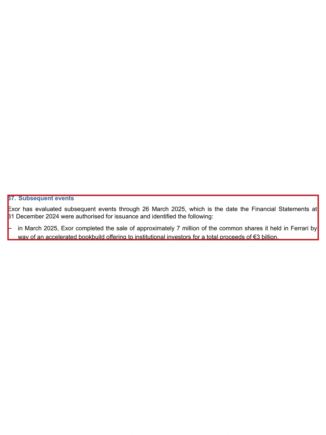 Exor 2024 Annual Report issued March 2025 focus P01