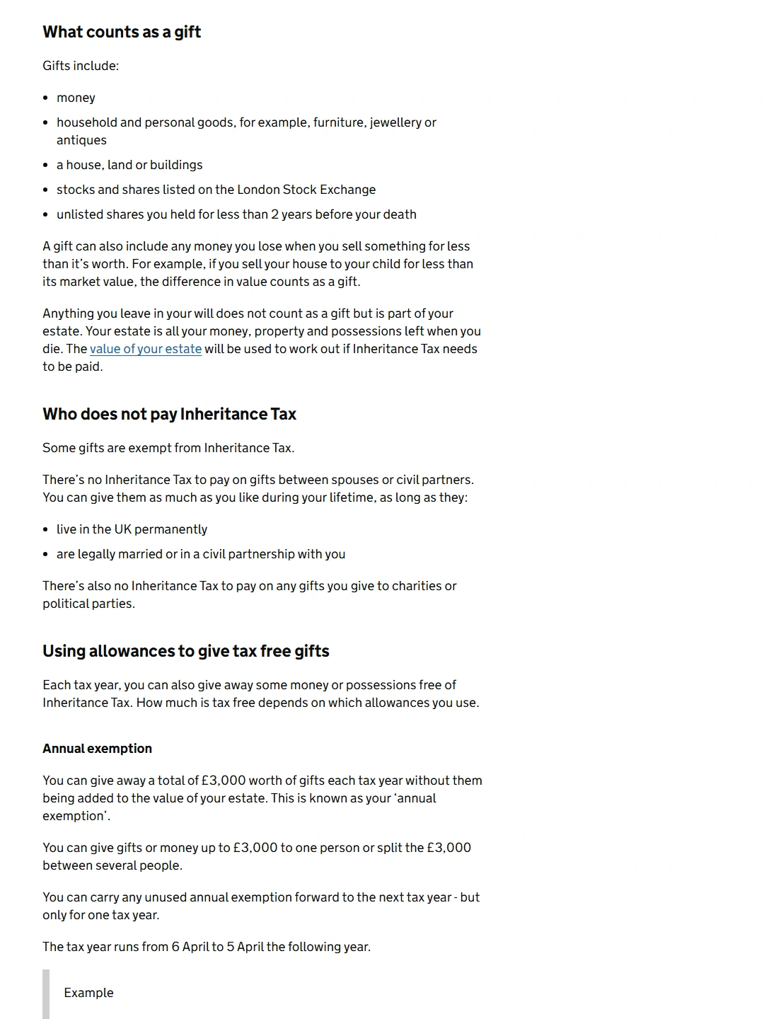 GOV.UK:Inheritance Tax rules on giving gifts