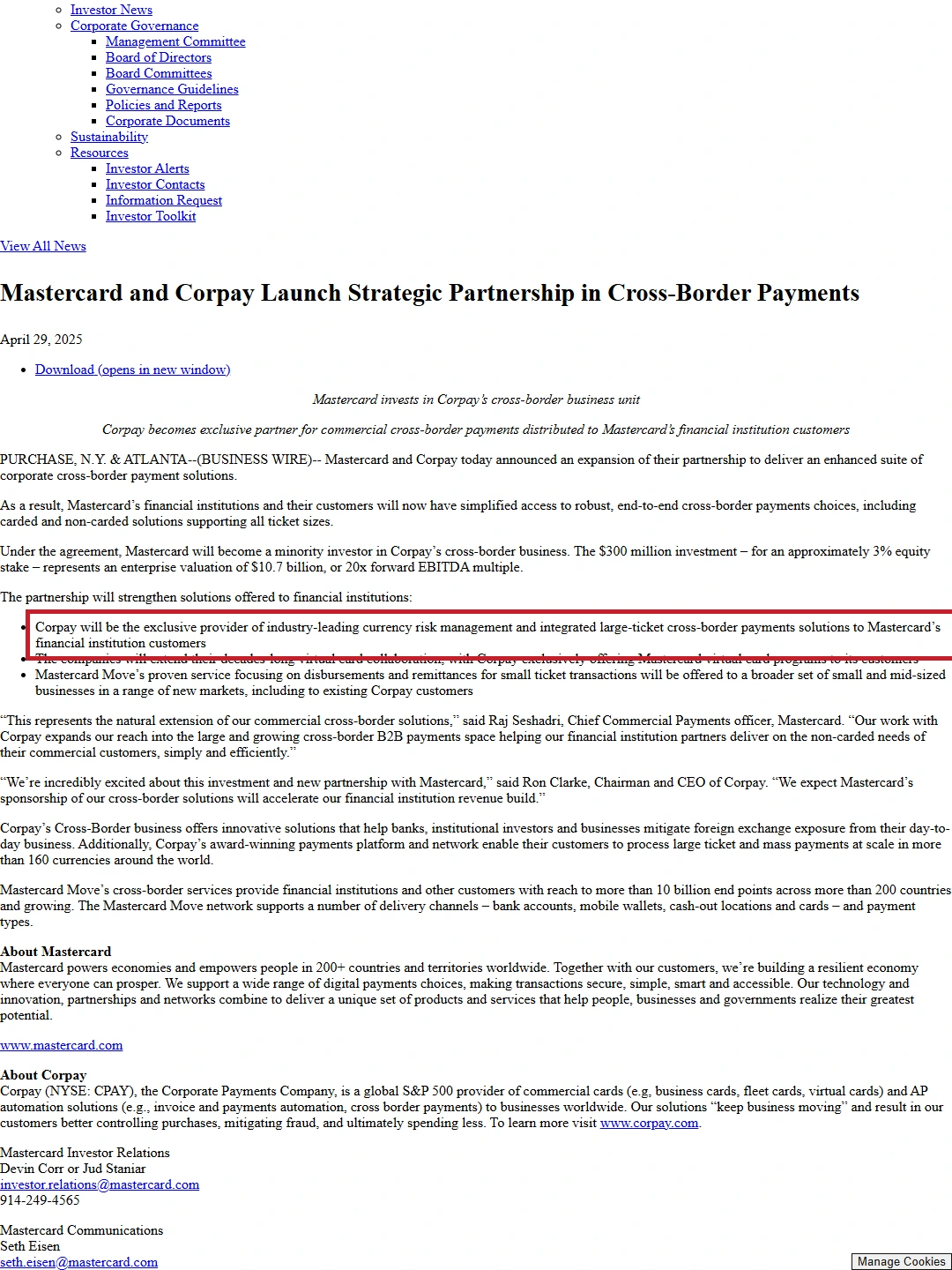 Mastercard and Corpay launch strategic partnership focus P03