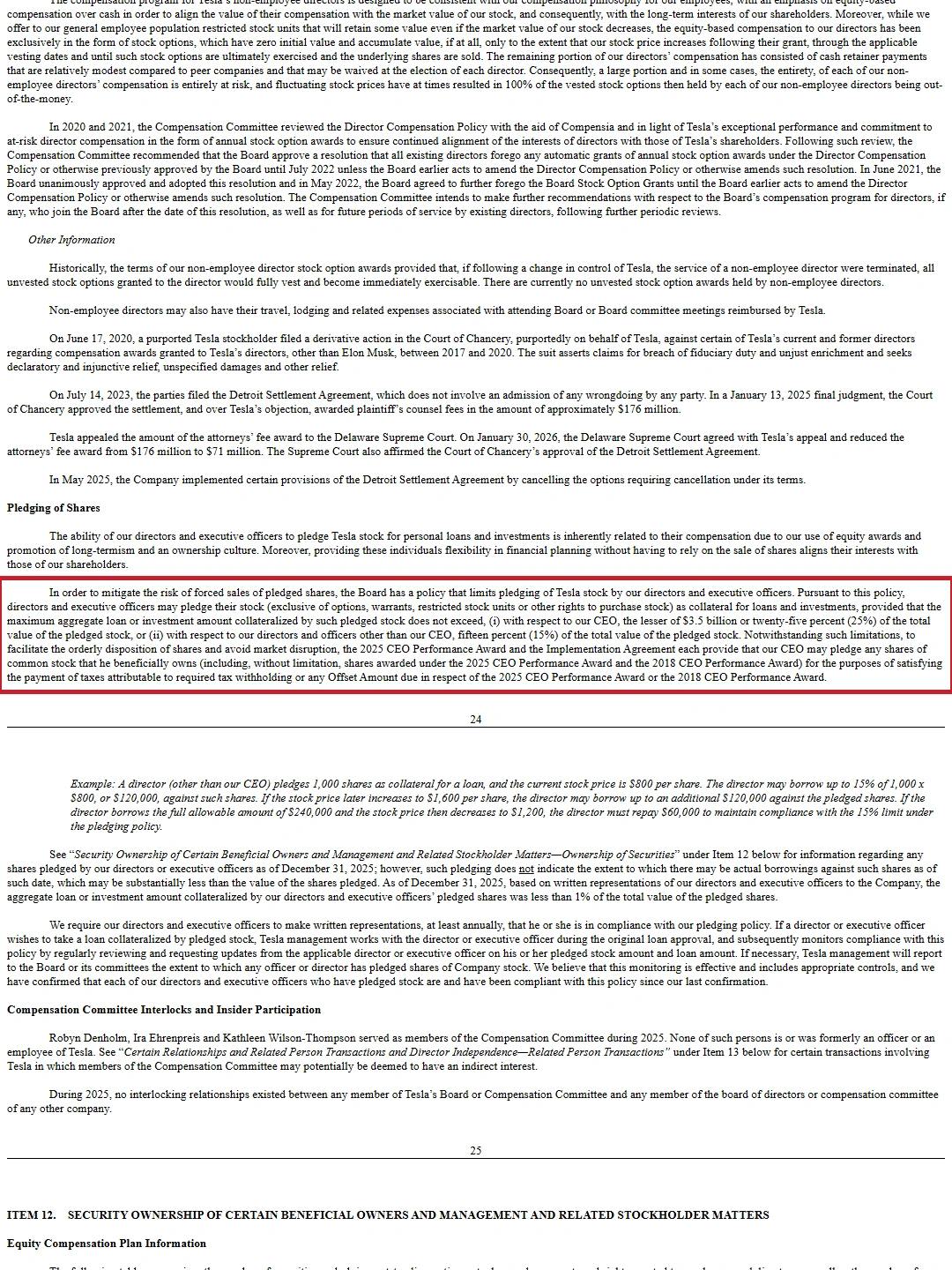 Tesla 2025 Form 10-K/A filed in 2026 focus P01