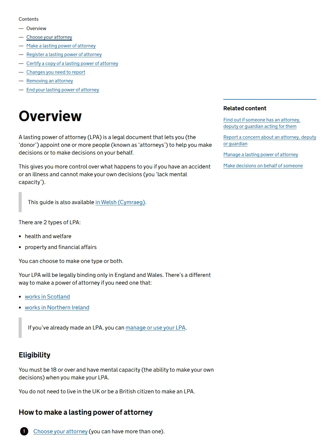 GOV.UK:Make, register or end a lasting power of attorney