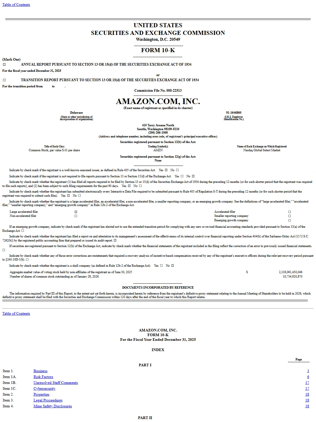 Amazon 2025 Form 10-K identity P01